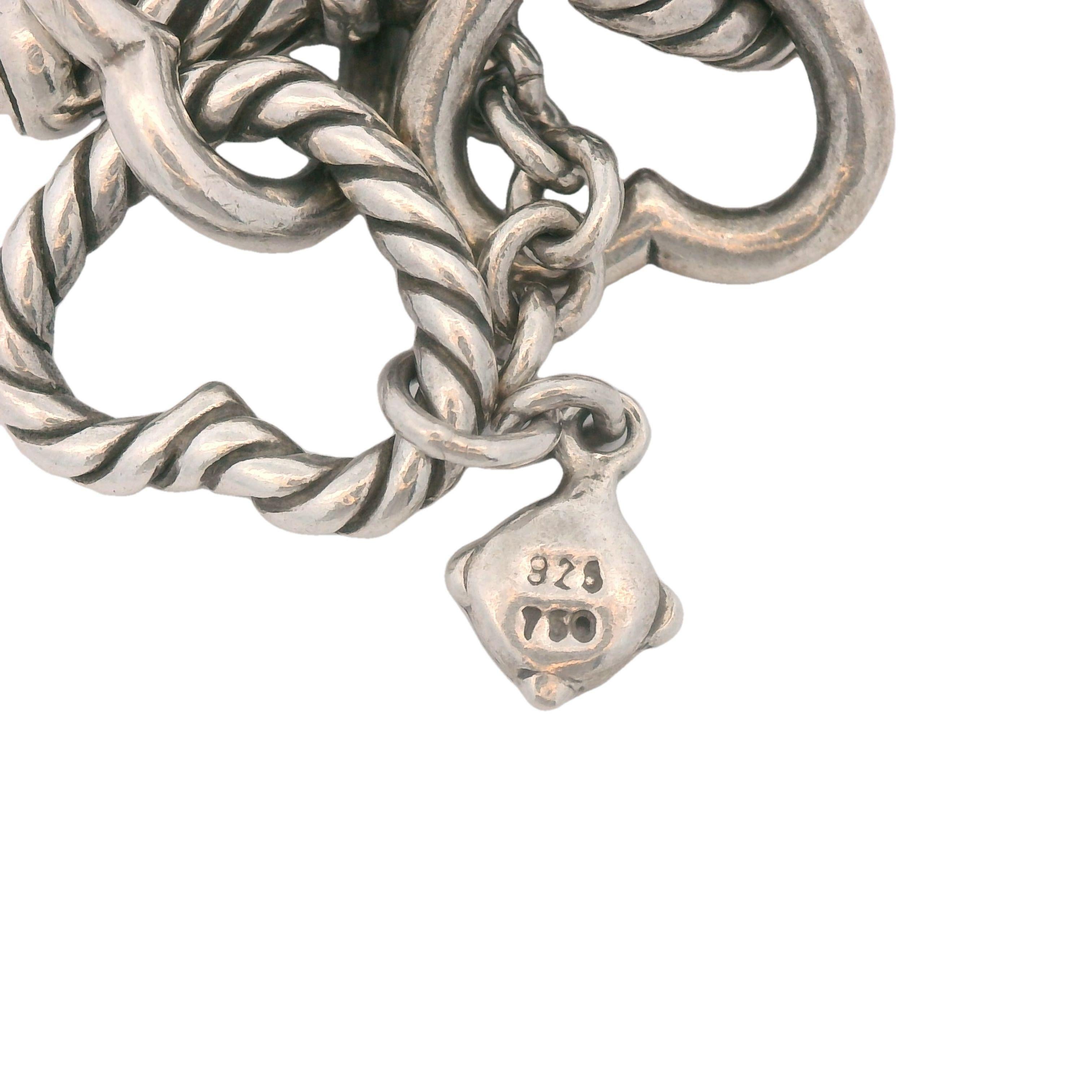 .925 Sterling Silver 750 18K Gold David Yurman Heart Toggle Bracelet 7.5