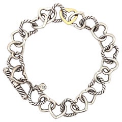 .925 A. Silver 750 18K Goldes David Yurman Bracciale a cuore 7,5"