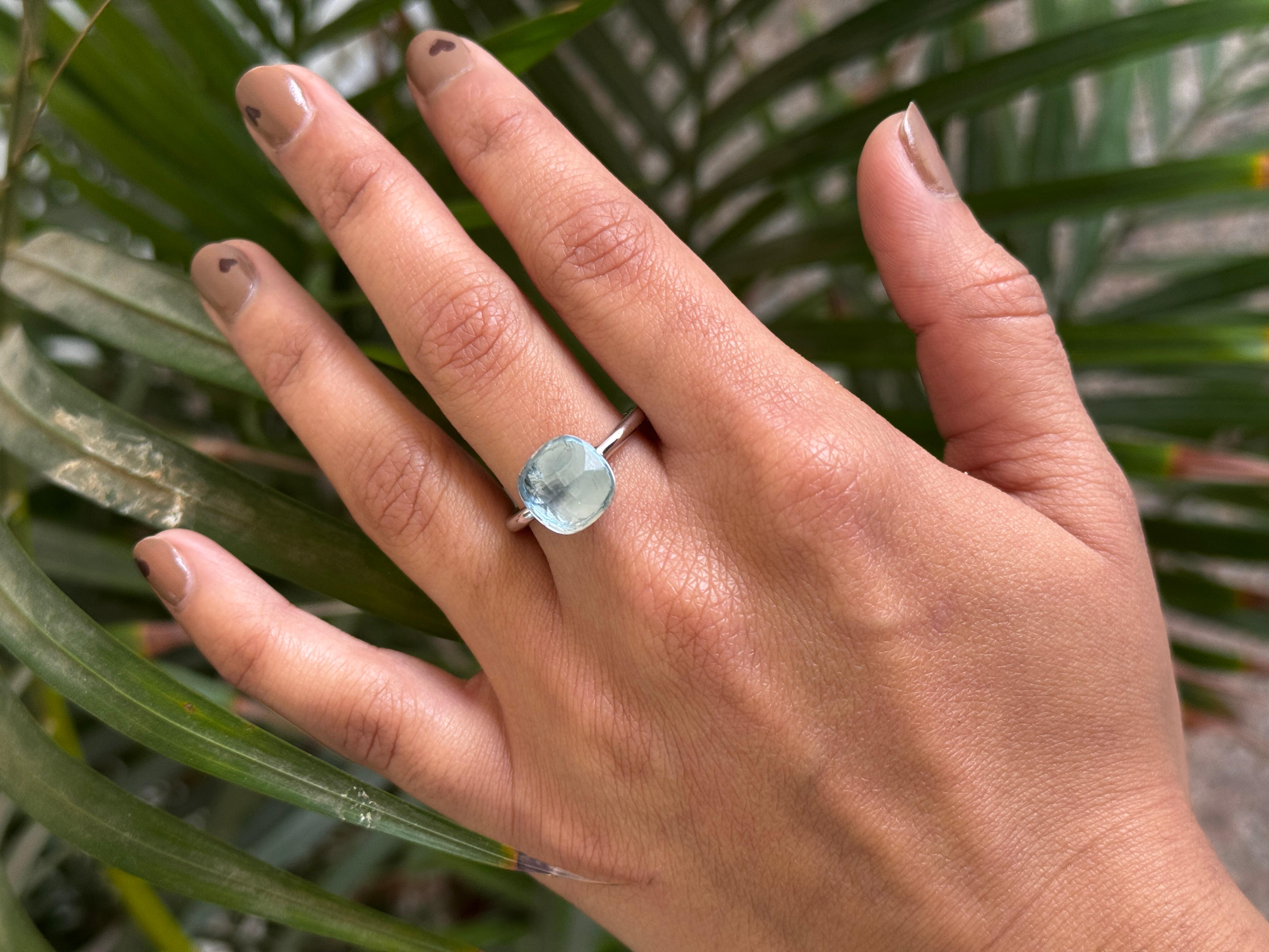 For Sale:  925 Sterling Silver 7.90 Ct Blue Topaz Single Stone Unisex Ring for Him 2