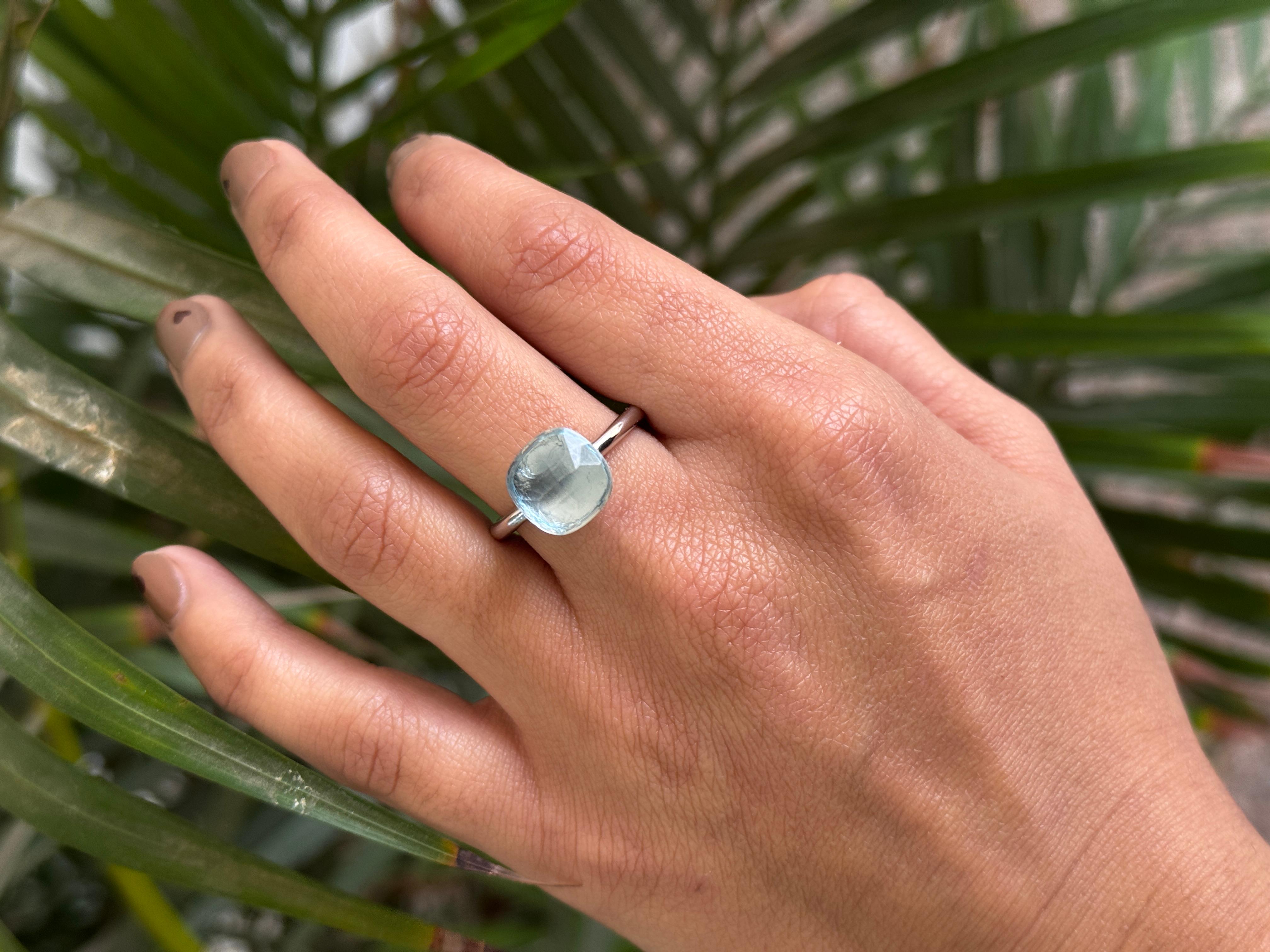 For Sale:  925 Sterling Silver 7.90 Ct Blue Topaz Single Stone Unisex Ring for Him 4