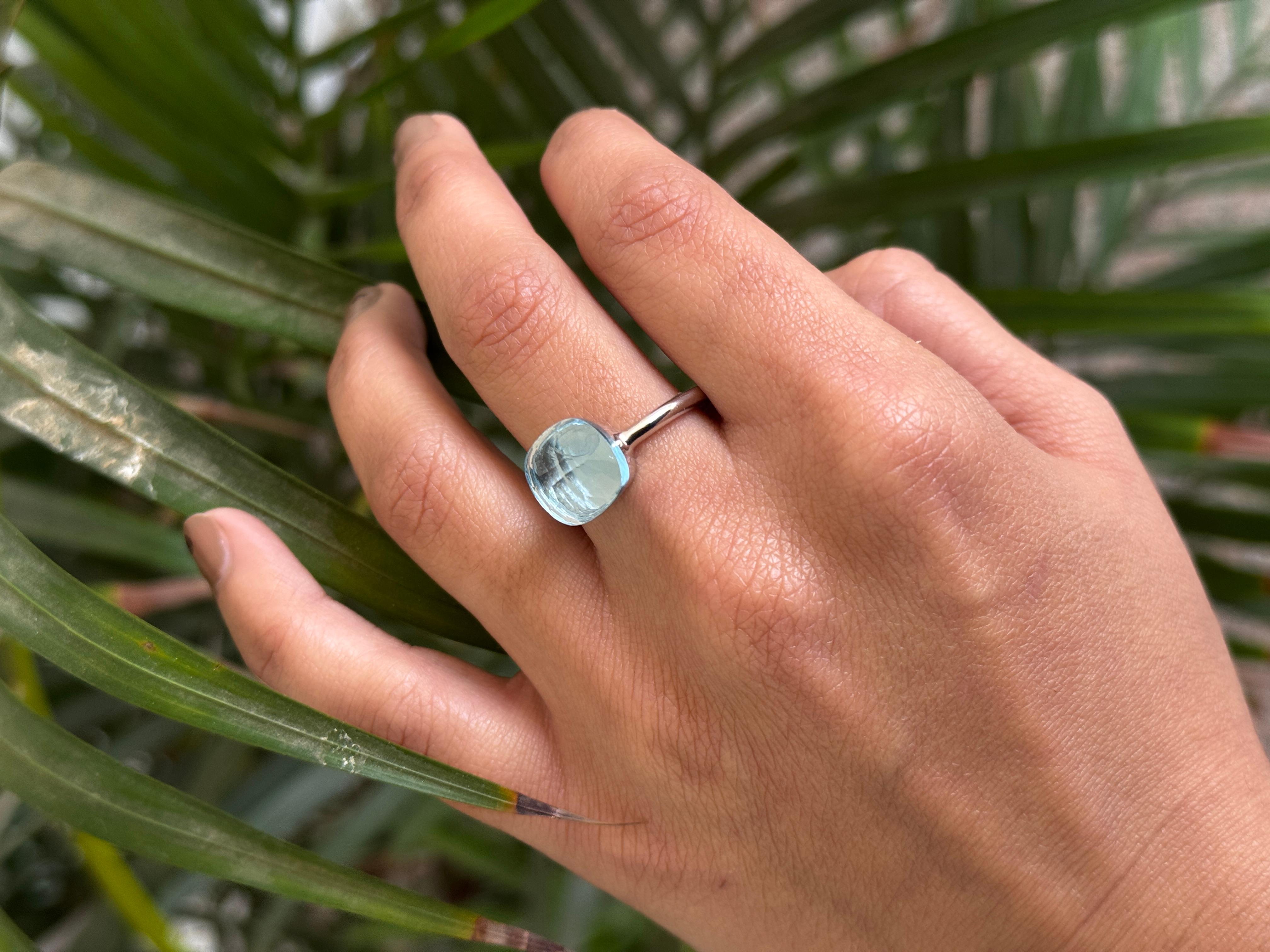 For Sale:  925 Sterling Silver 7.90 Ct Blue Topaz Single Stone Unisex Ring for Him 6