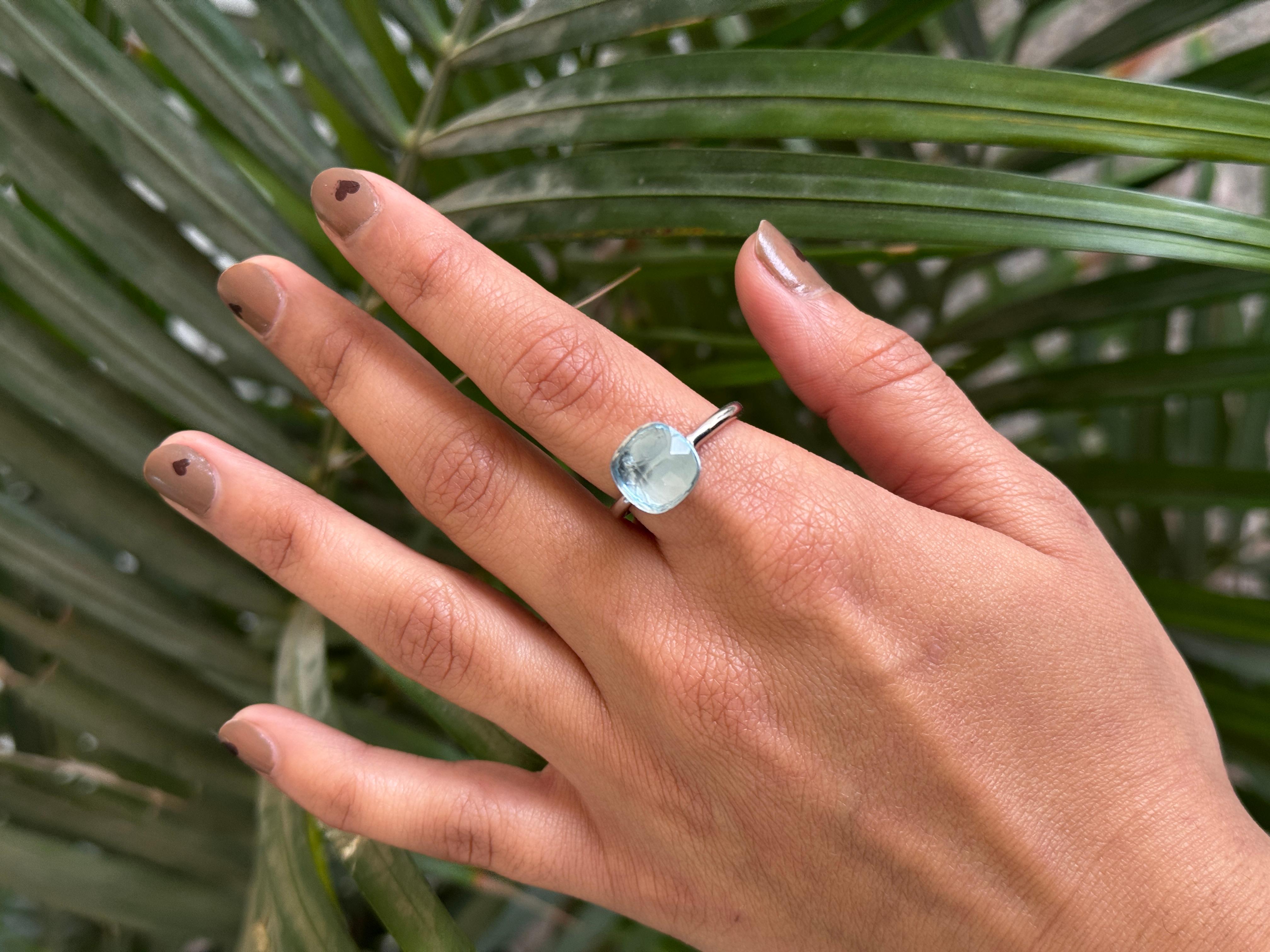 For Sale:  925 Sterling Silver 7.90 Ct Blue Topaz Single Stone Unisex Ring for Him 7