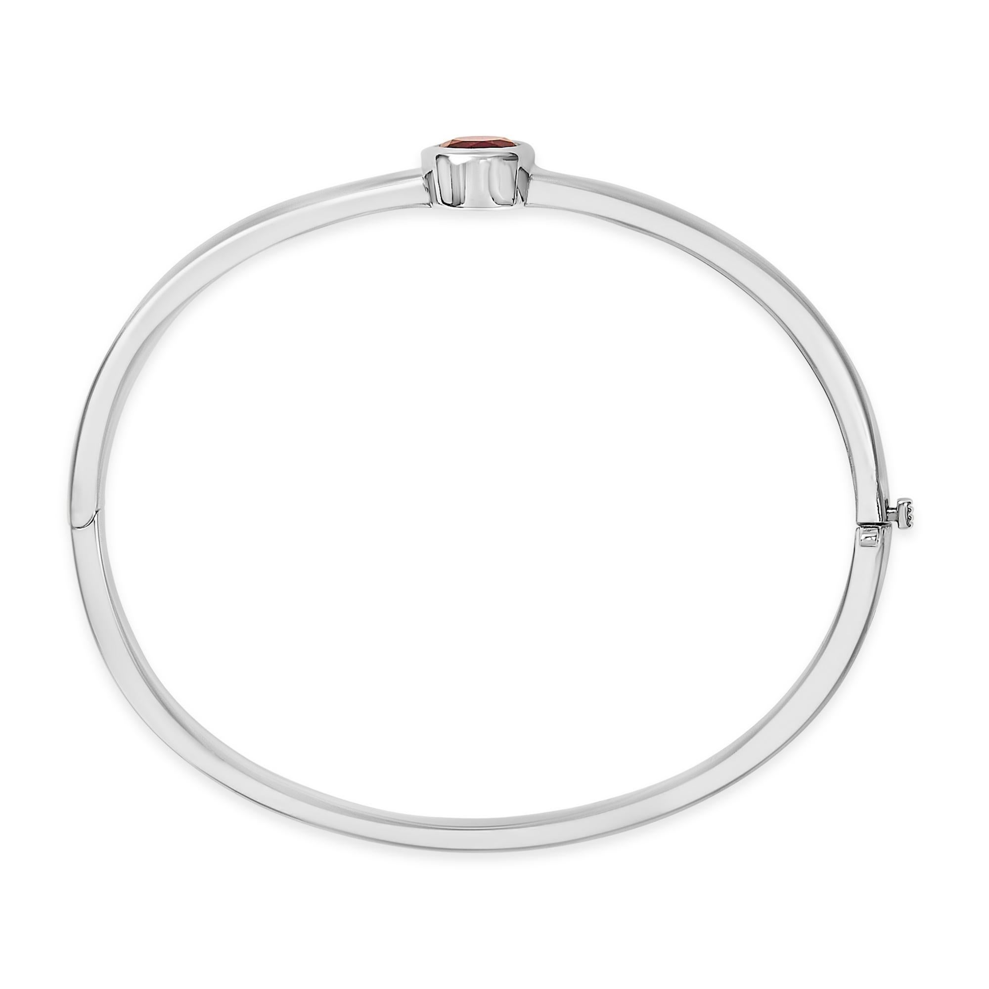 Modern .925 Sterling Silver 7X7MM Created Red Ruby Solitaire Bangle Bracelet For Sale