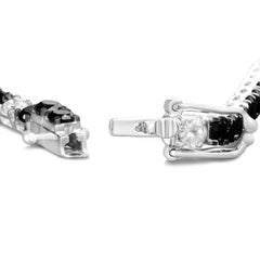 .925 Sterling Silver 8.0 Cttw Black and White Diamond Tennis Bracelet
