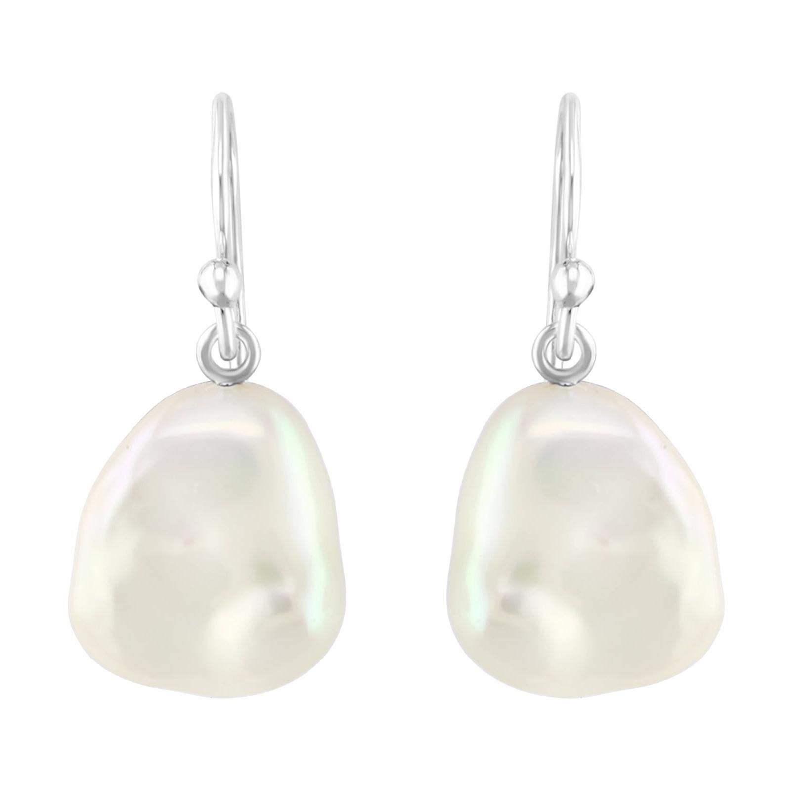 Freshwater Keshi pearl earrings 925 sterling silver hooks 