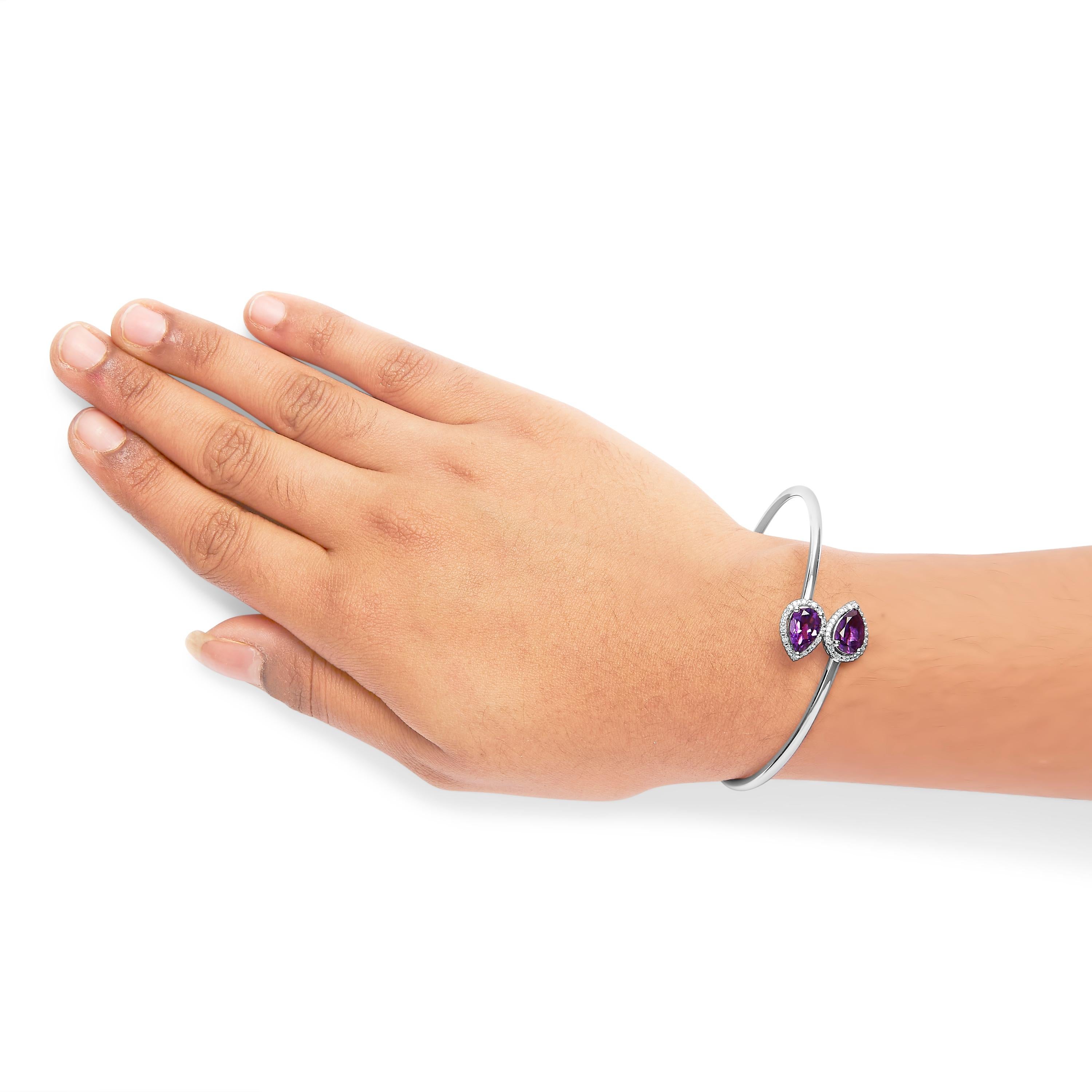 Bracciale bypass a raggiera con ametista e diamanti in argento .925 In condizioni Nuovo in vendita a New York, NY