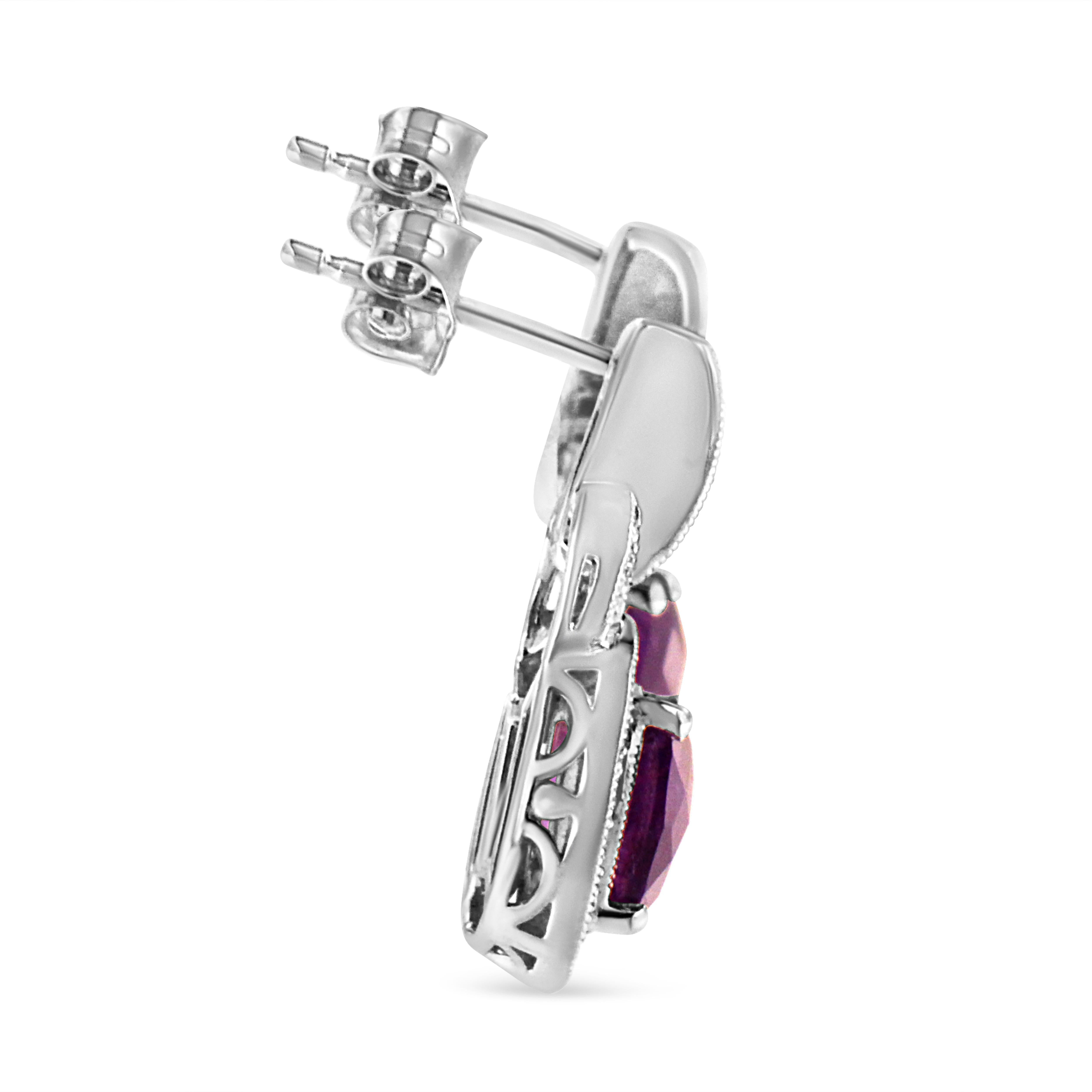 Contemporaneo Orecchini a cerchio con diamante e ametista in argento 925 con chiusura a pressione in vendita