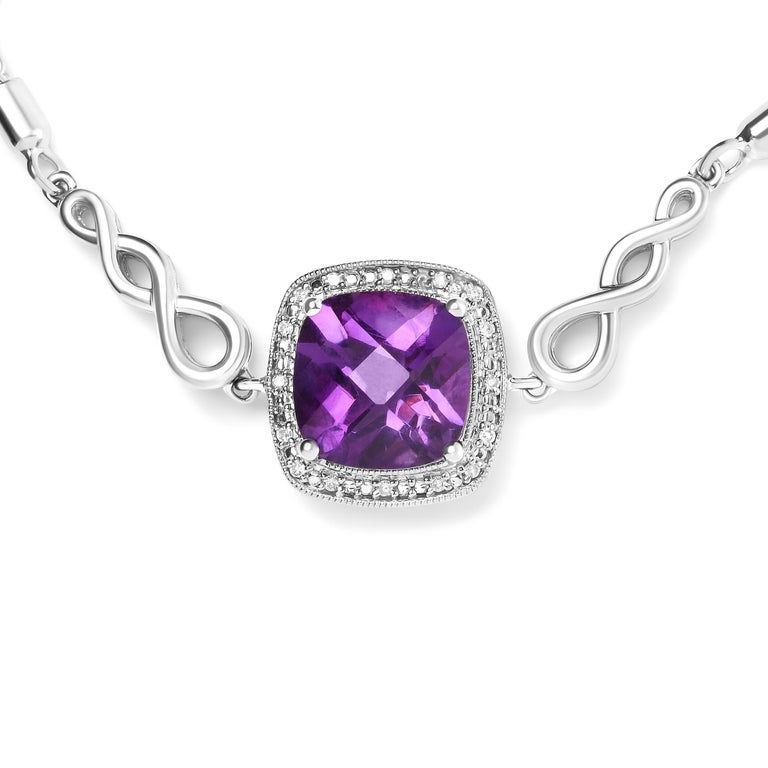 LARIAT BRACELET W/ 2 CT ROUND LAB ACCENTS / 925 STERLING SILVER / 9'' ADJUSTABLE