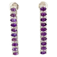 925 Sterling Silber Amethyst Halo Linie geformt baumeln Ohrring für Hochzeit Geschenk