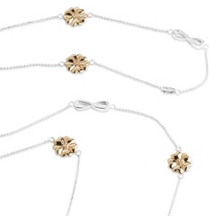 .925 Sterling Silver and 24k Gold Vermeil Blossom and Infinity Lariat Necklace