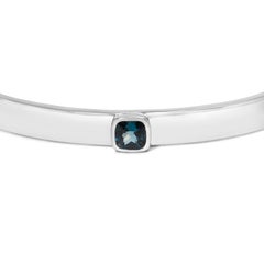 .925 Sterling Silver and Bezel Set Checkerboard Cushion Cut Blue Topaz Bangle