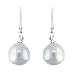 .925 Sterling Silver and Natural-Blue Akoya Pearl Earrings