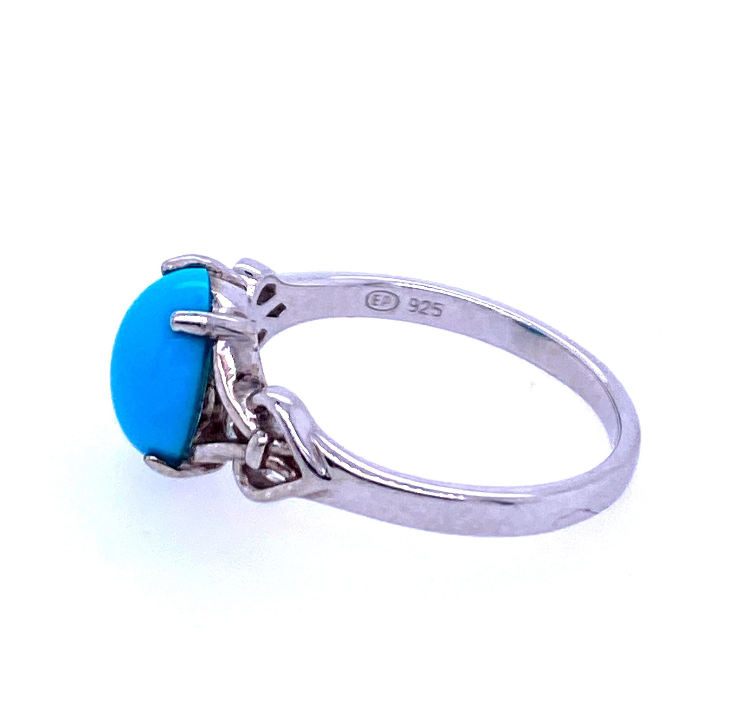 Contemporary 925 Sterling Silver and Turquoise Ring 