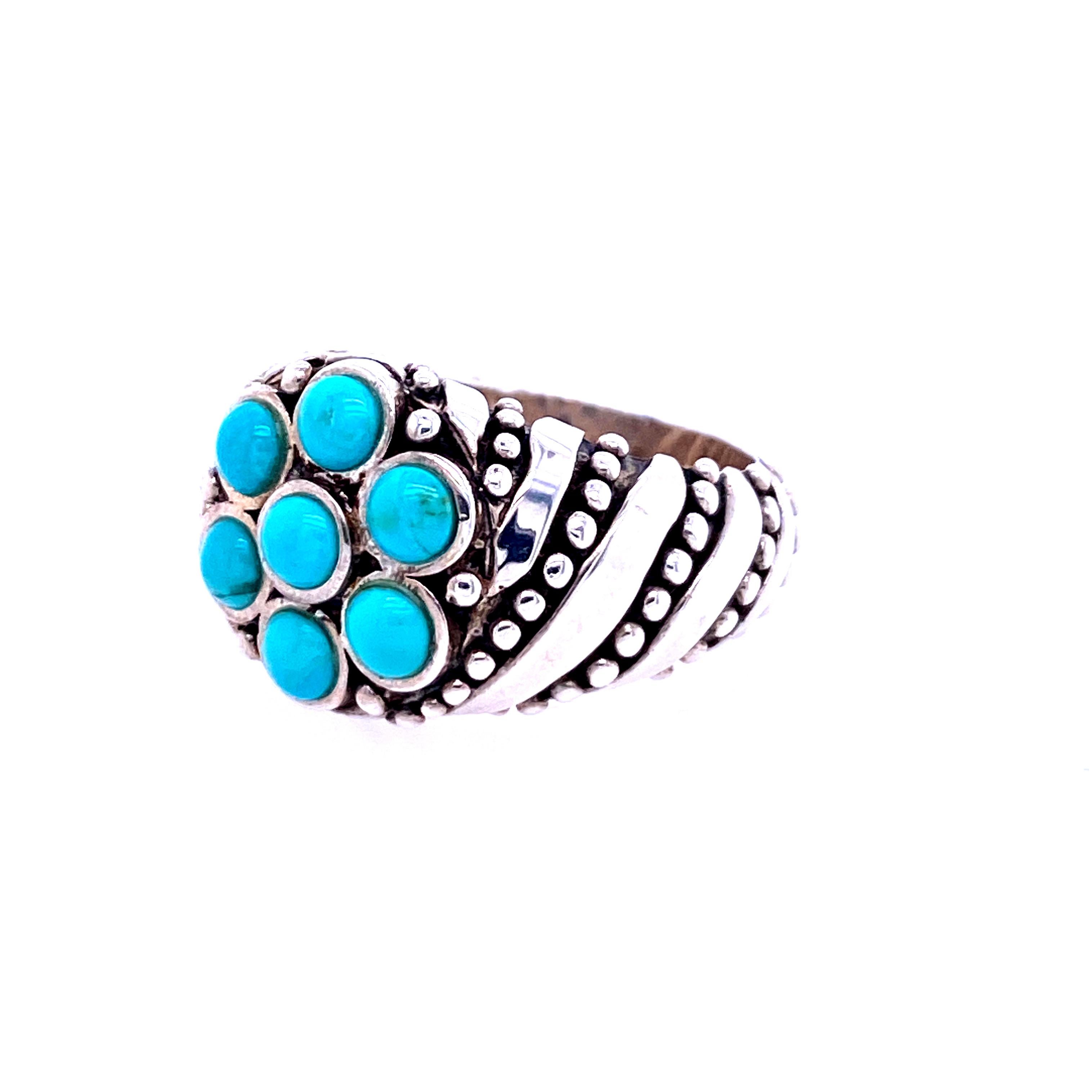 Contemporary 925 Sterling Silver and Turquoise Ring
