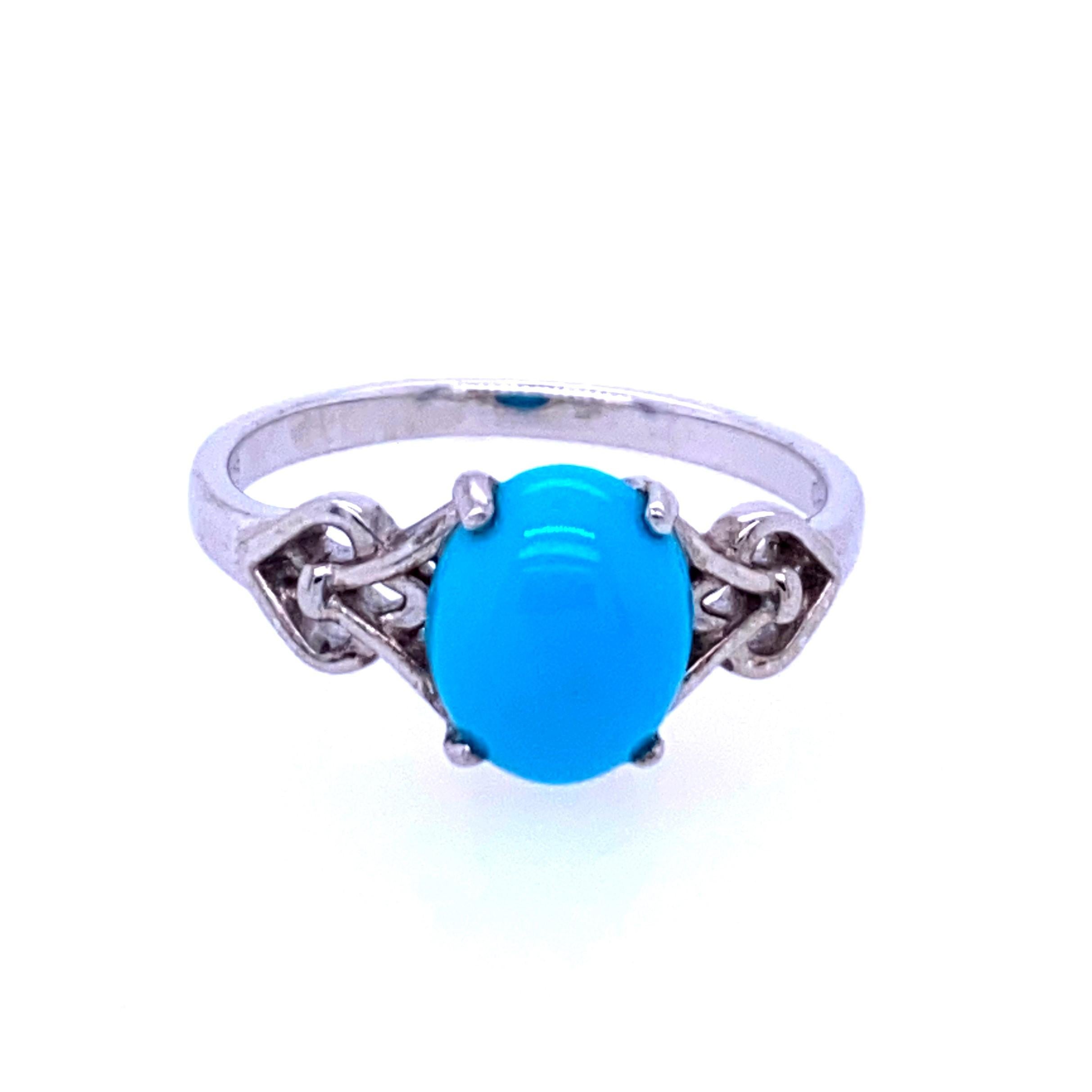 Oval Cut 925 Sterling Silver and Turquoise Ring 