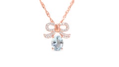 925 Sterling Silver Aquamarine 18K Rose Gold Plated Pendant Bridal Jewelry