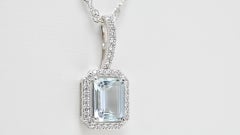925 Sterling Silver Aquamarine Pendant Bridal Silver Jewelry For Women Gift
