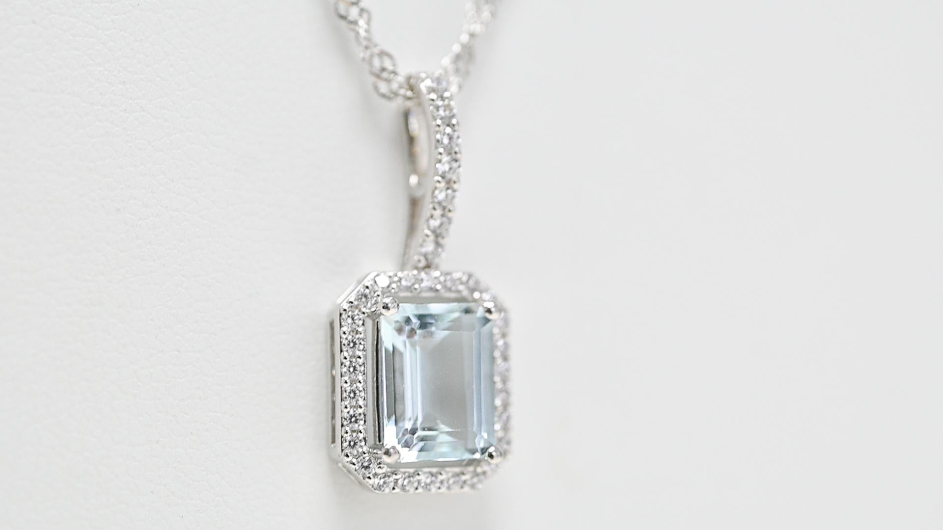 Art Deco 925 Sterling Silver Aquamarine Pendant Bridal Silver Jewelry For Women Gift  For Sale