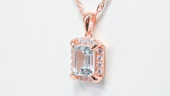 925 Sterling Silver Aquamarine Wedding Pendant Necklace For Women Jewelry