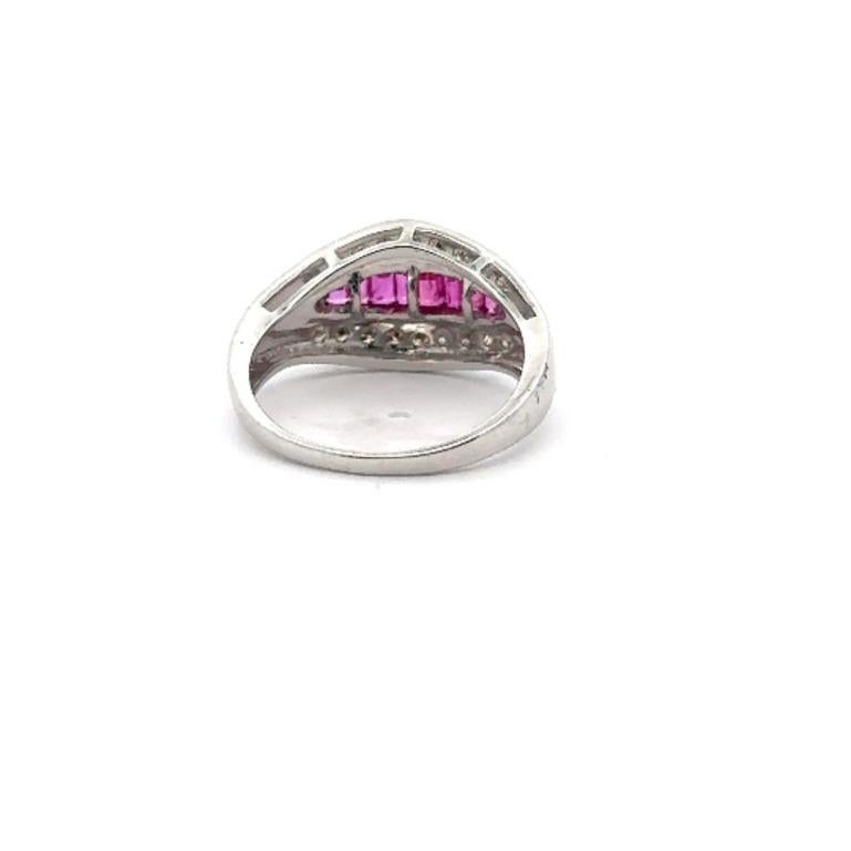 For Sale:  Sterling Silver Art Deco Everyday Wear Ruby and Diamond Women Ring 2