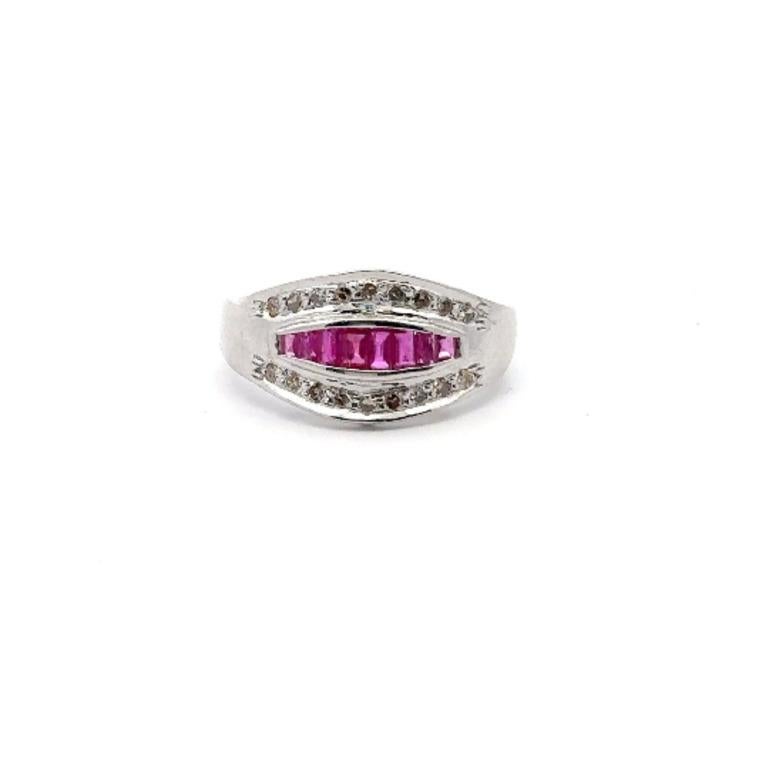 For Sale:  Sterling Silver Art Deco Everyday Wear Ruby and Diamond Women Ring 4