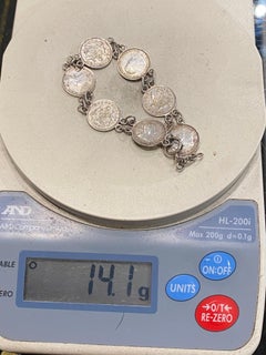 925 Sterling Silver Australian 3 Pence Coin c1910 Vintage Bracelet