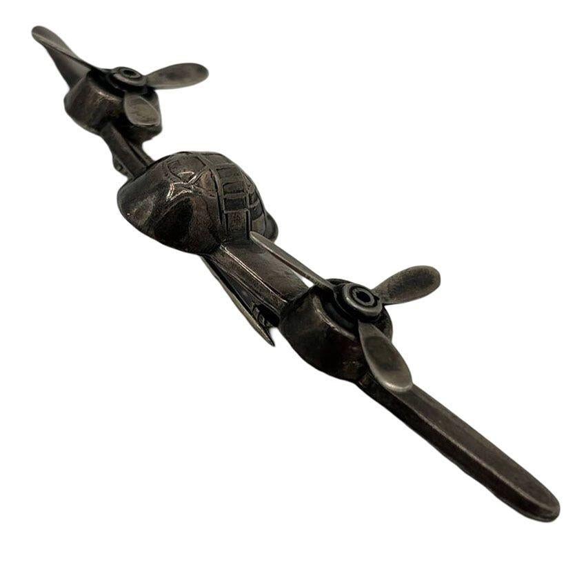 American 925 Sterling Silver B-25 Mitchell Aircraft Brooch w/ Moving Propeller Props For Sale