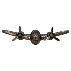 925 Sterling Silver B-25 Mitchell Aircraft Brooch w/ Moving Propeller Props