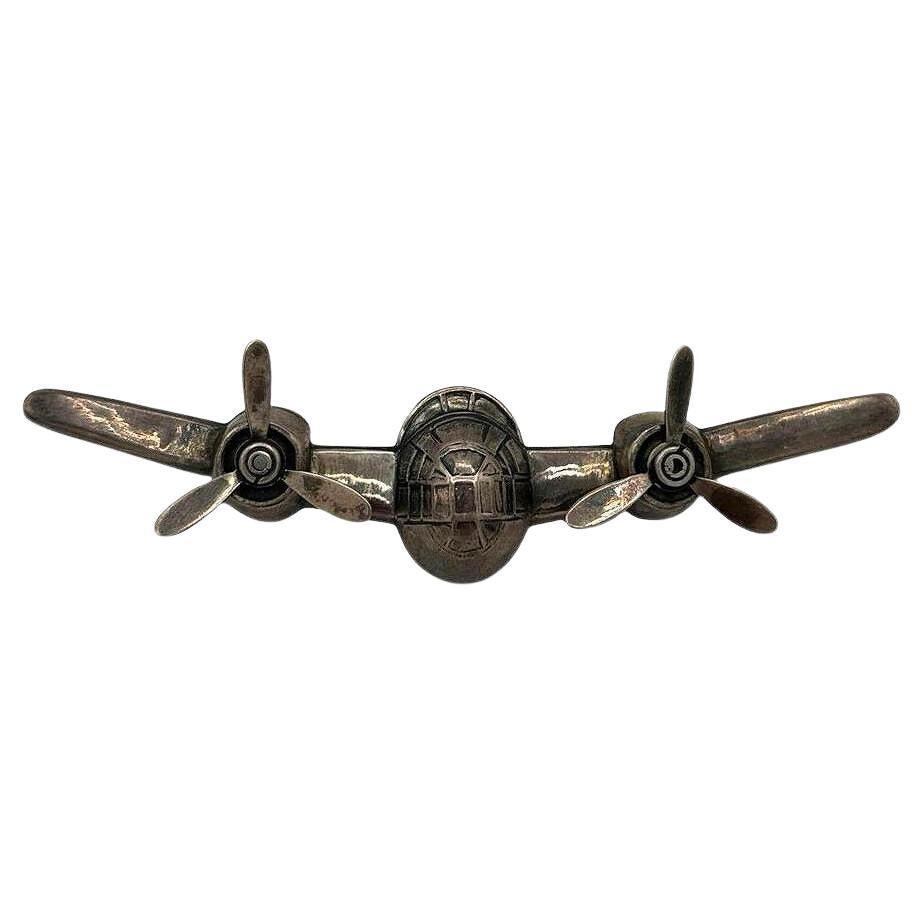 925 Sterling Silber B-25 Mitchell Aircraft Brosche mit schwenkbaren Propeller Props