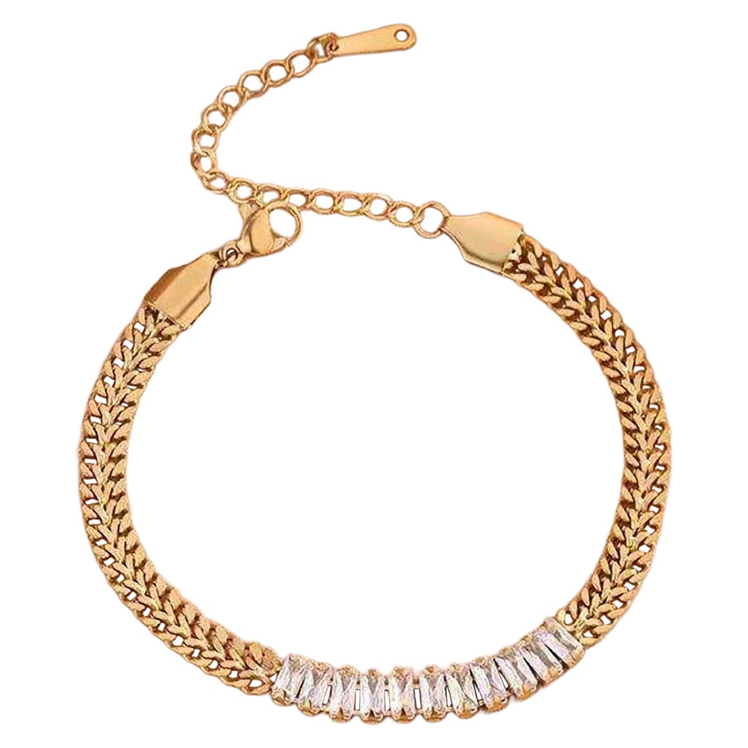 Armband aus 925er Sterlingsilber mit Baguette-Schliff für sie – minimalistisches Moissanit-Armband