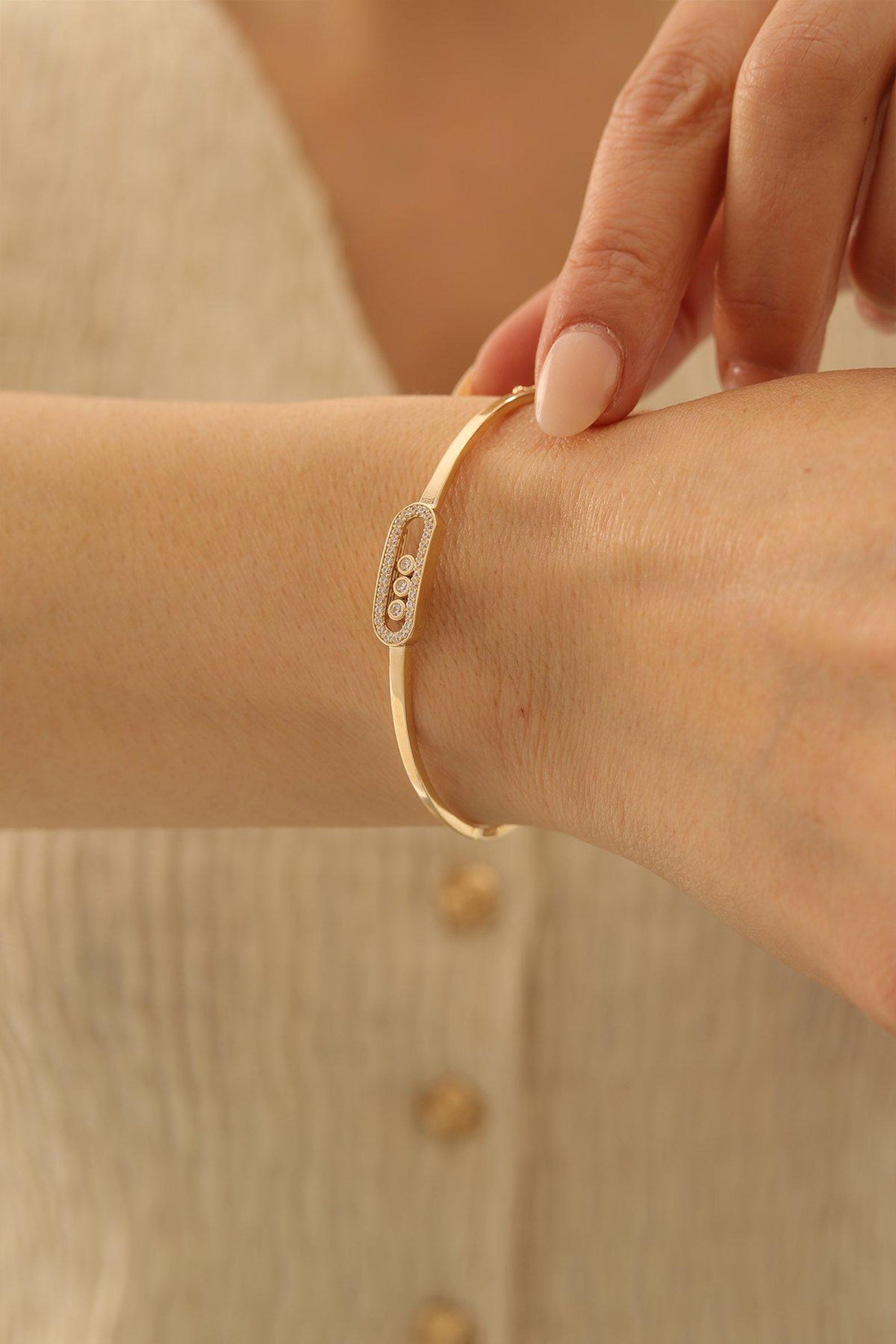 925 Sterling Silver Bangle Bracelet Anniversary Gift Moissanite Bracelet For Her