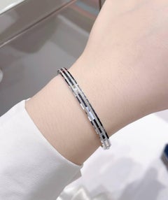 925 Sterling Silver Bangle Bracelet Anniversary Gift Simple Moissanite Bracelet.