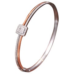 925 Sterling Silver Bangle Bracelet For Her Elegant Moissanite Bracelet Gift.