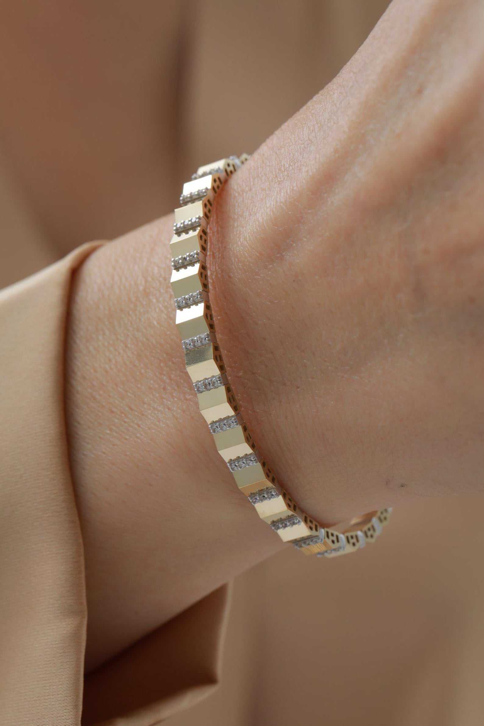 925 Sterling Silver Bangle Bracelet For Her Minimalist Moissanite Cuff Bracelet