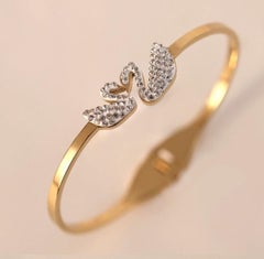 925 Sterling Silver Bangle Bracelet Simple Gift Swan Styled Moissanite Bracelet.