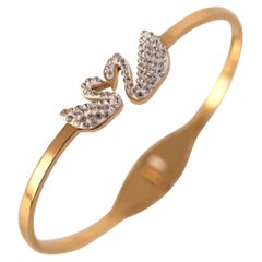 925 Sterling Silver Bangle Bracelet Simple Gift Swan Styled Moissanite Bracelet.