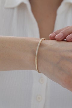 925 Sterling Silver Bangle Cuff Bracelet For Women Modern Moissanite Bracelet.