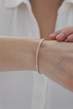 925 Sterling Silver Bangle Cuff Bracelet For Women Modern Moissanite Bracelet.