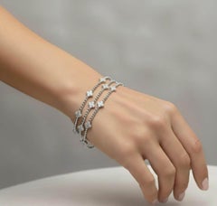 925 Sterling Silver Beaded Bracelet Moissanite Flower Styled Bracelet For Women.