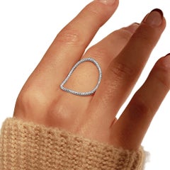 925 Sterling Silver Beautiful Curved Ring Natural Pave Diamond Ring For Women.