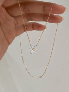 925 Sterling Silver Beautiful Daisy Flower Necklace For Women Moissanite Pendant
