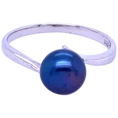 925 Sterling Silver Black Freshwater Pearl Ring