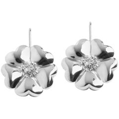 .925 Sterling Silver Blossom Wire Hook Earrings