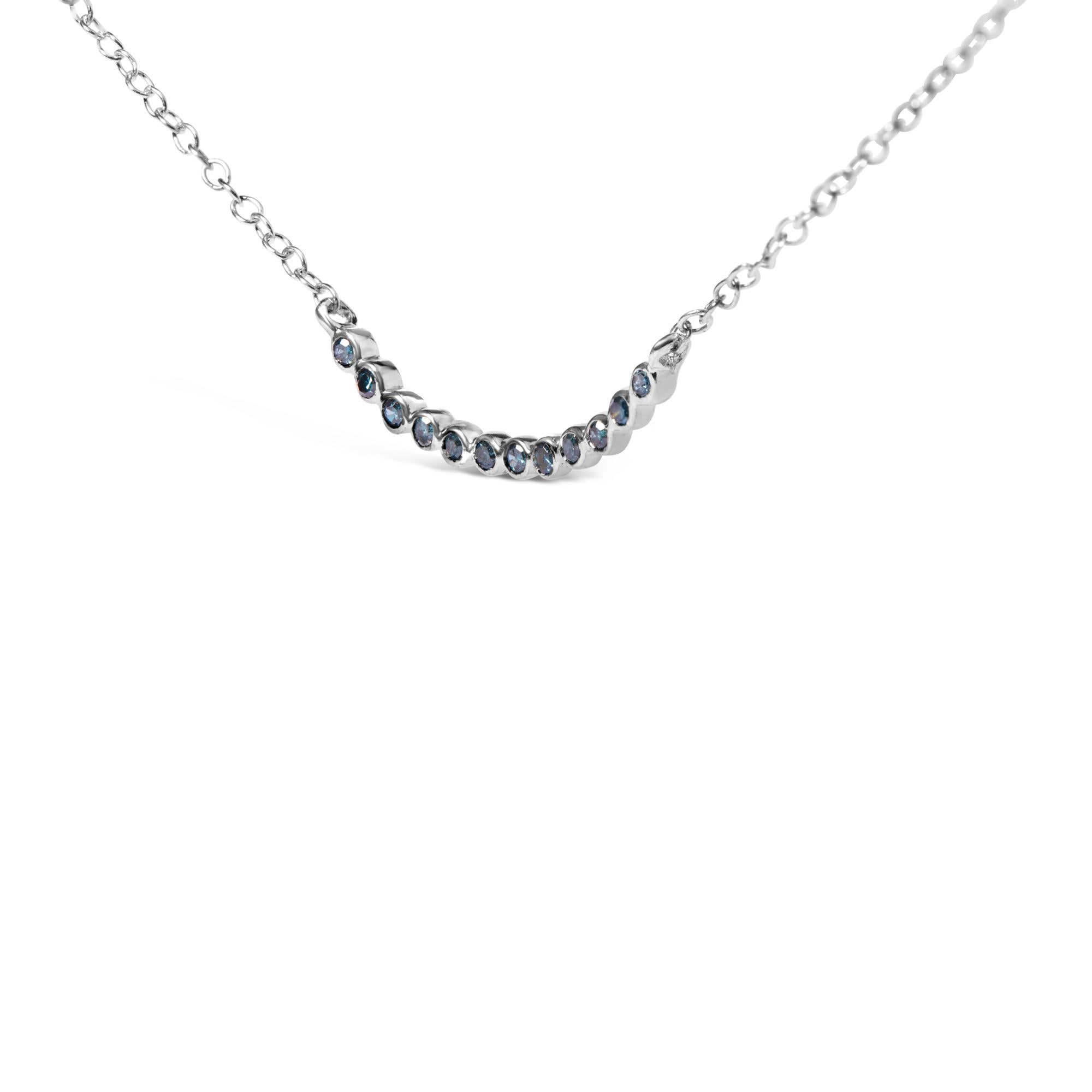 Moderno Collana a barre curve con diamanti blu in argento .925 - 18