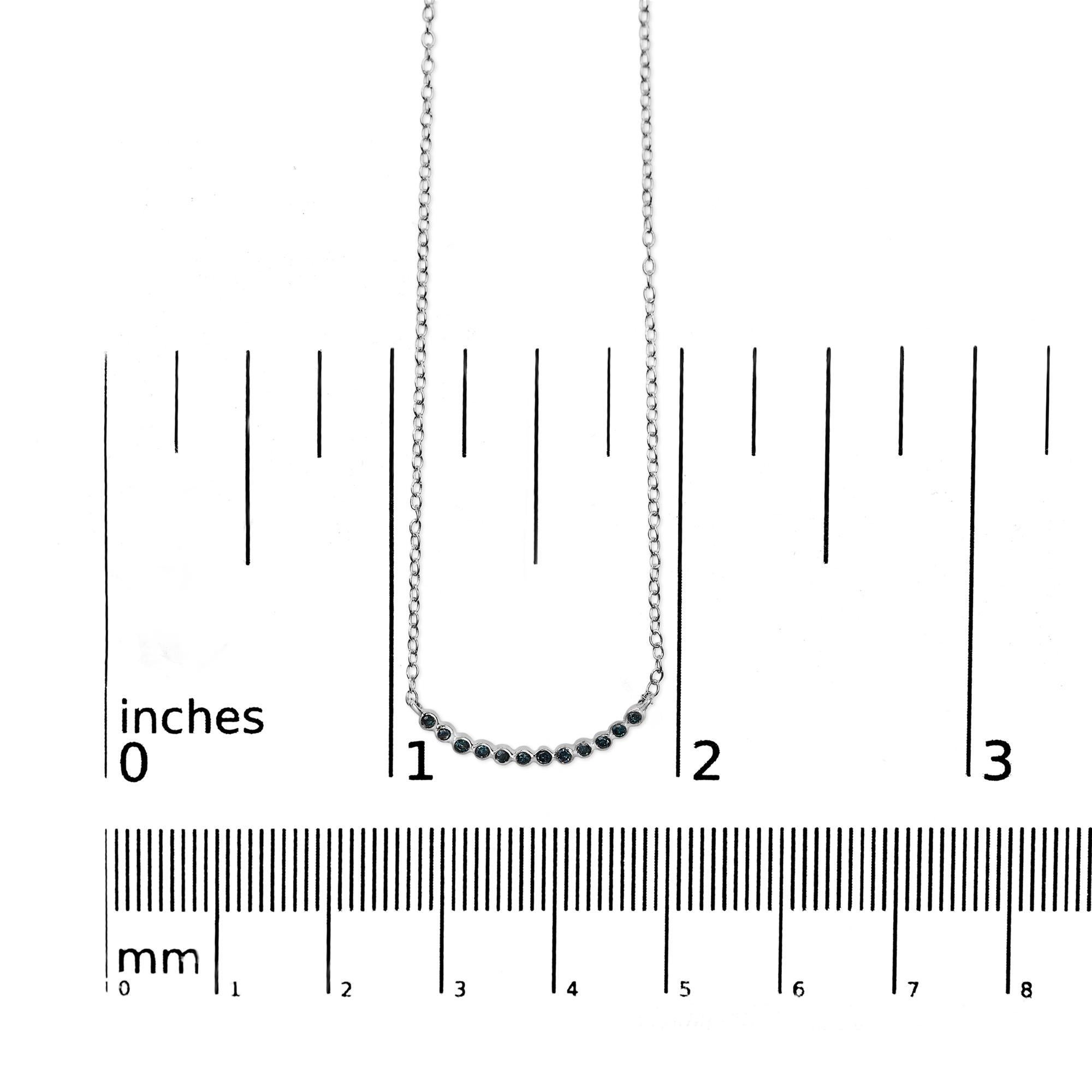 Collana a barre curve con diamanti blu in argento .925 - 18