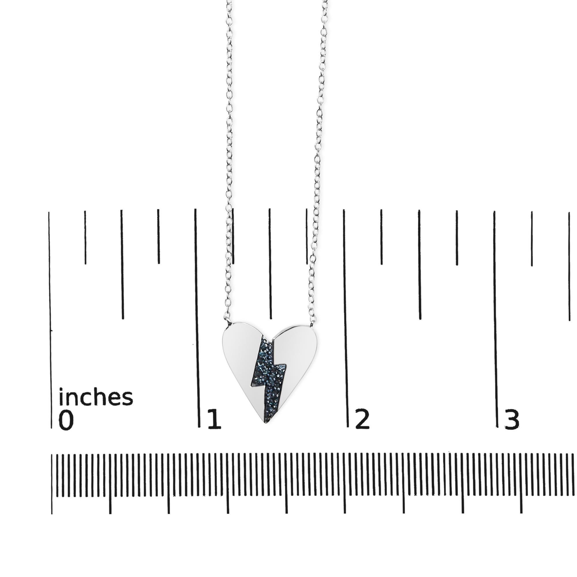Collier pendentif Broken Heart Broken Heart en argent sterling et diamant bleu .925 Neuf - En vente à New York, NY