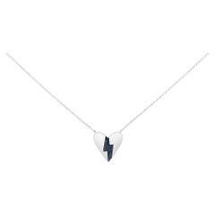 Collier pendentif Broken Heart Broken Heart en argent sterling et diamant bleu .925
