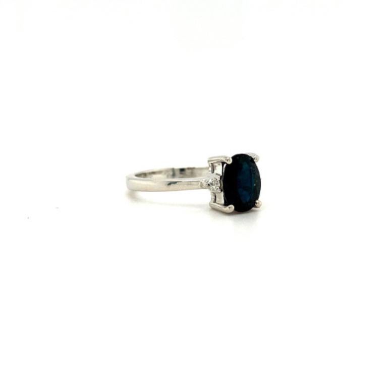 For Sale:  925 Sterling Silver Blue Sapphire and Diamond Engagement Ring for Her 3