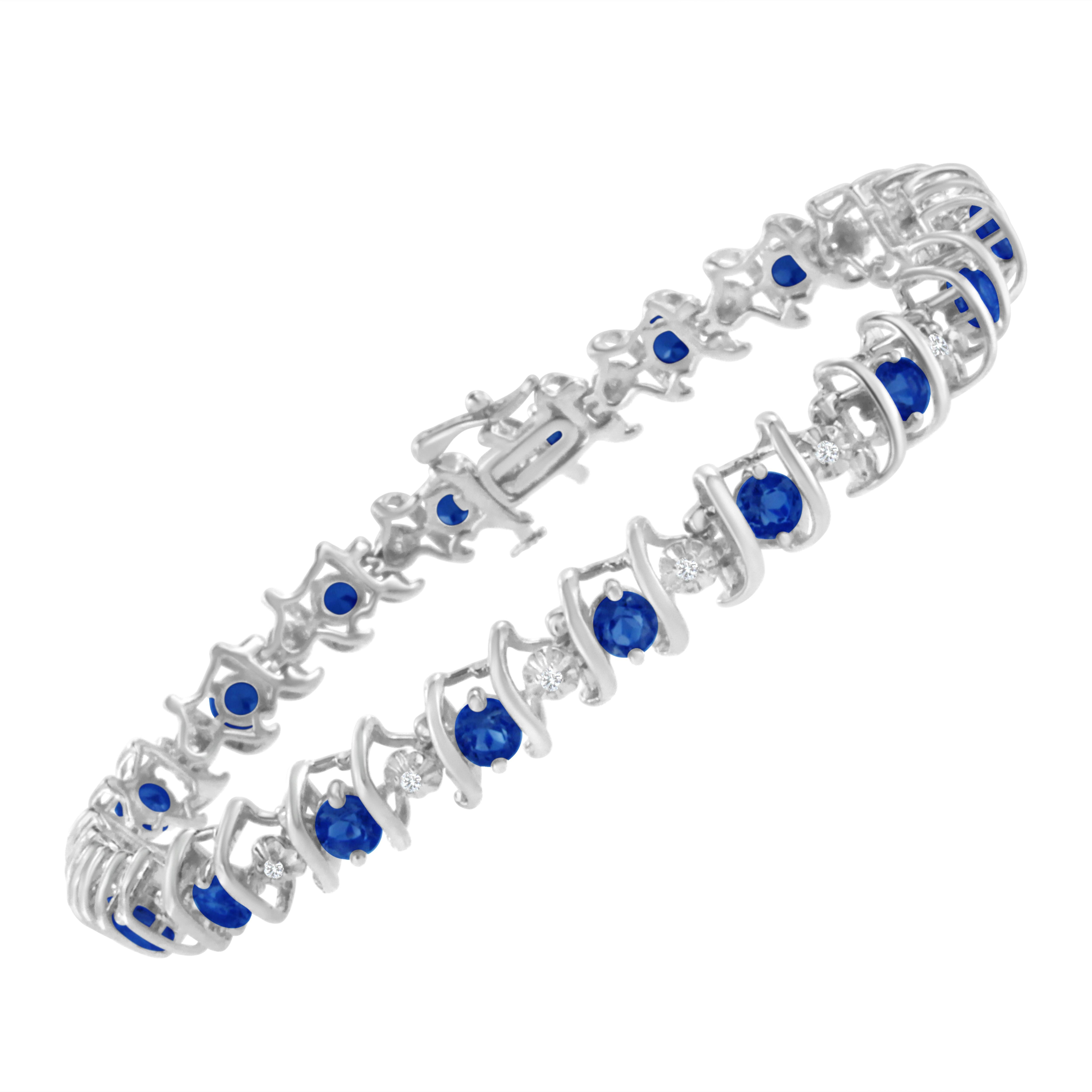 sterling silver blue sapphire bracelet