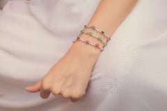 925 Sterling Silver Blue Sapphire Diamond Engagement Bracelet for Girlfriend